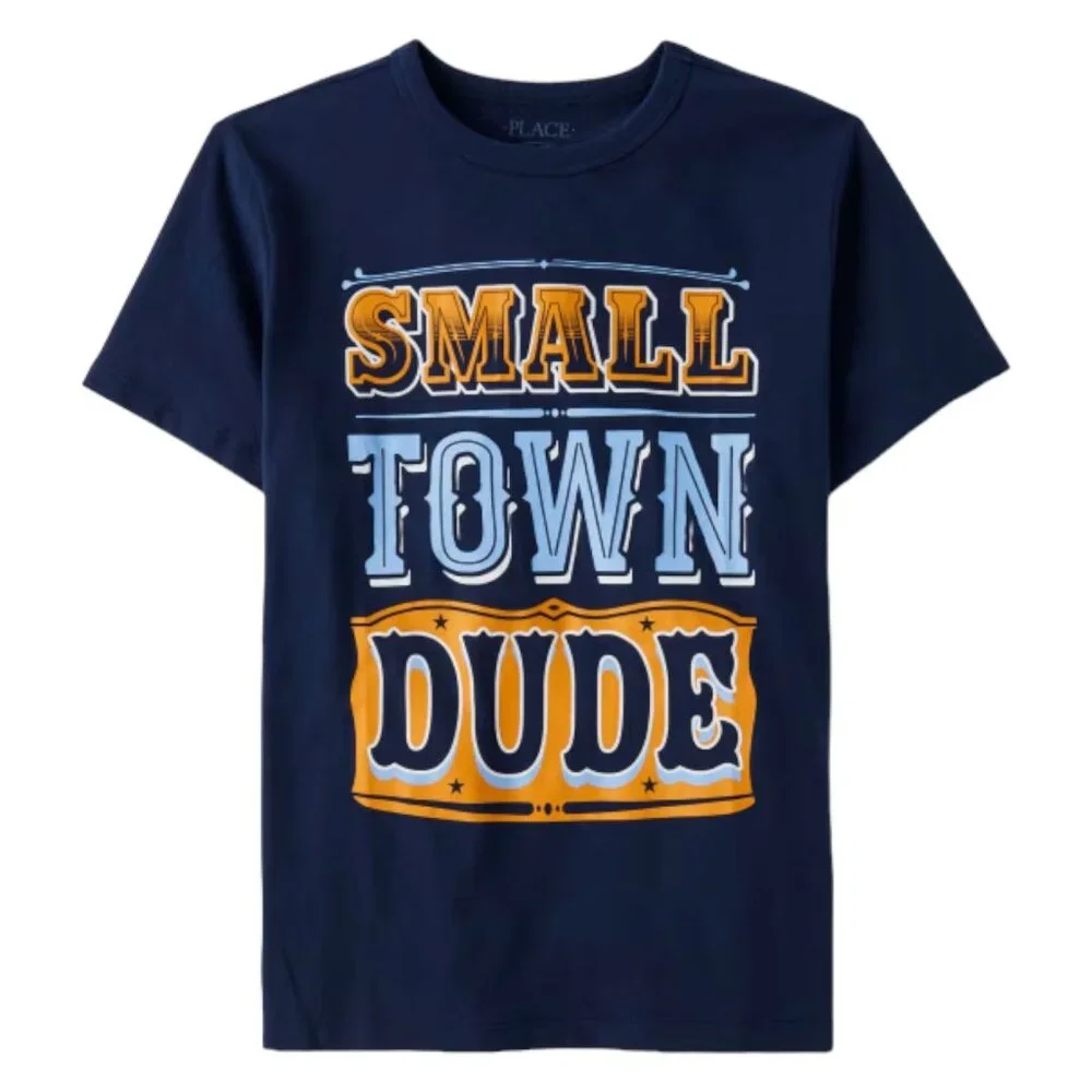 The Children’s Place Boys Small Town Dude Graphic‎ Tee In Tidal - Size L 10-12